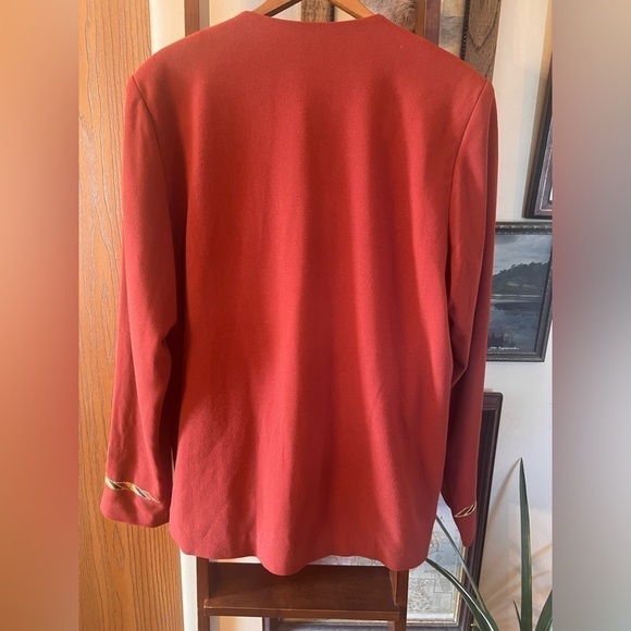 Vintage Bob Mackie Wearable Art Rust Color Blazer w/ Gold & Black Print Medium - Picture 7 of 7